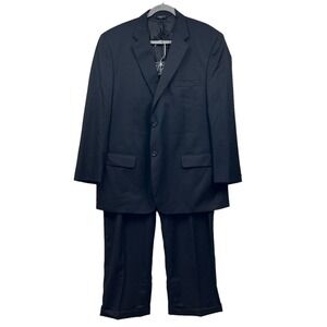 Joseph & Feiss 2 Pcs Suit Jacket Pants 2 Button Vented Cuffed Navy Men Sz 46R